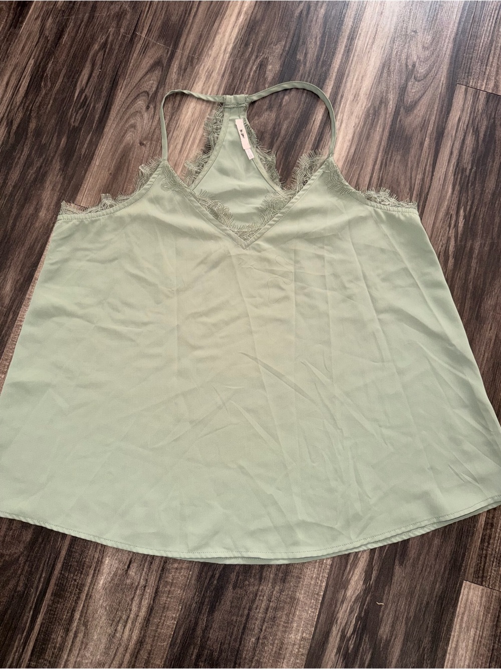 miami Sage Green Lace-Trim V-Neck Cami